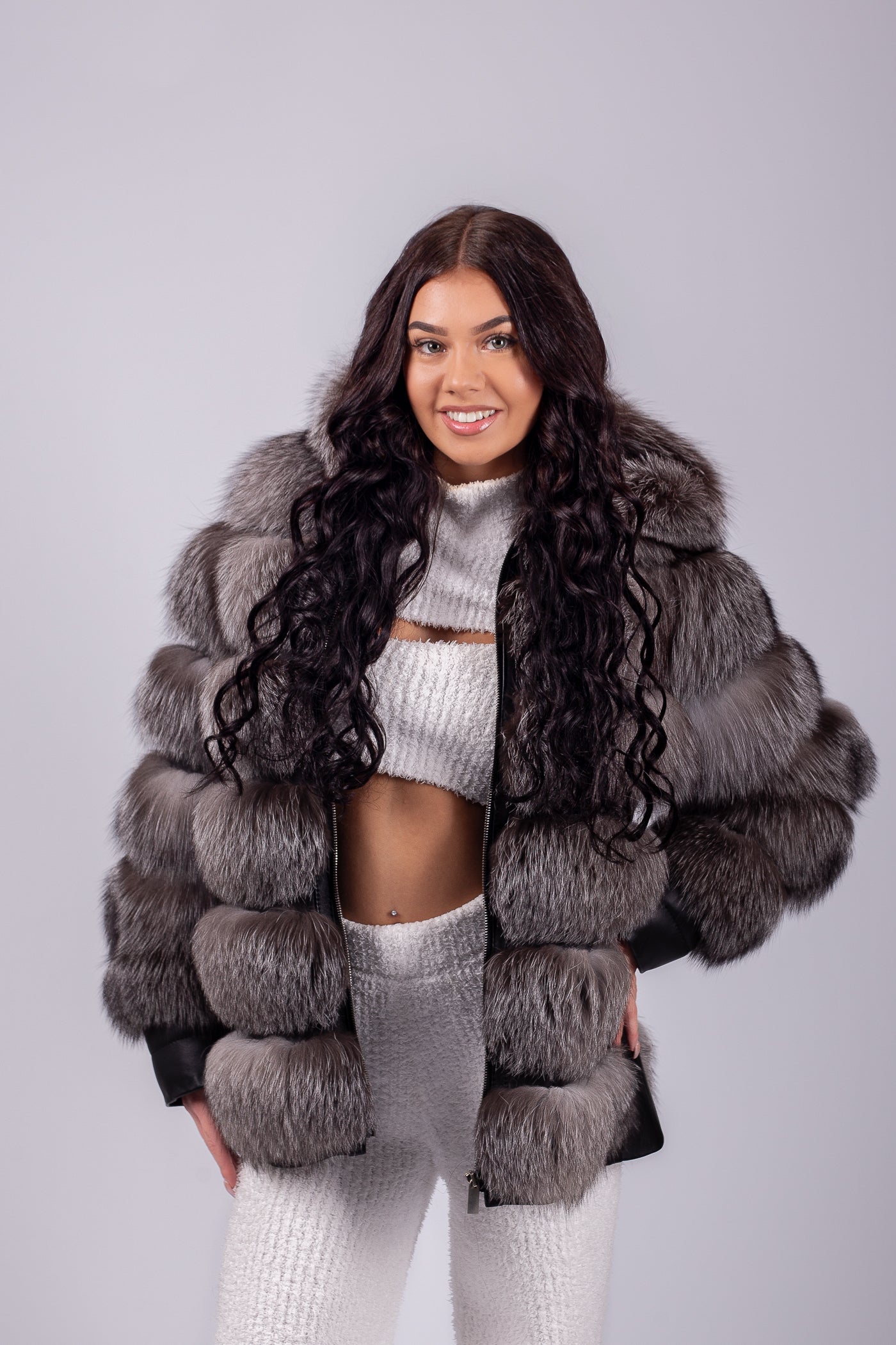 Silver fox coat