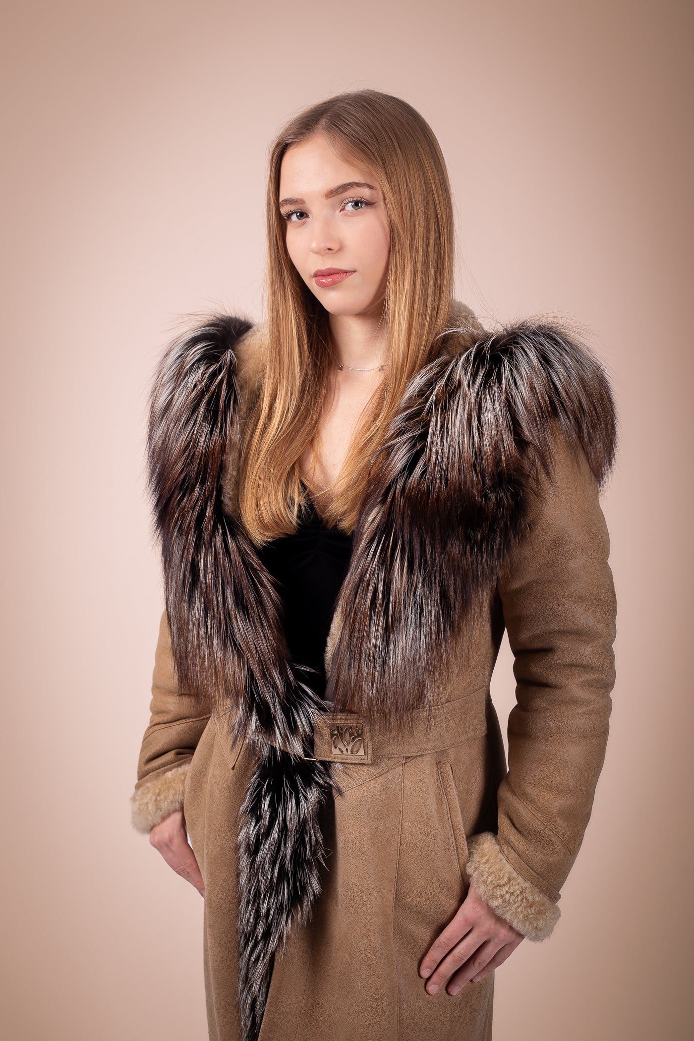 Manteau Mix Cuir et Fourrure Naturelle